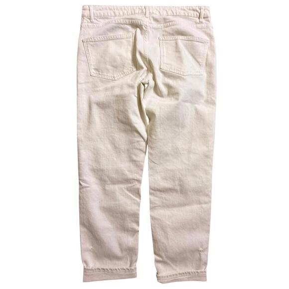 Zara White Distressed Denim Jeans Size 10 (EUR 42) Ripped Knees Casual - Picture 2 of 5